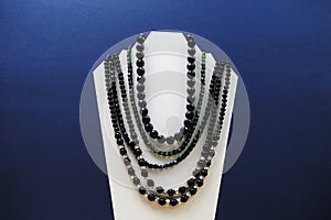 Black crystal bead necklace with space copy