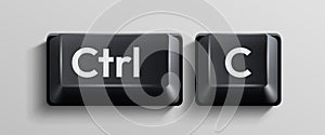 Black Ctrl and C keyboard keys representing the copy command.