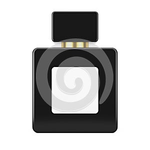 Black Cube Parfume Bottle Mockup with Blank Label for Yourth Design. 3d Rendering