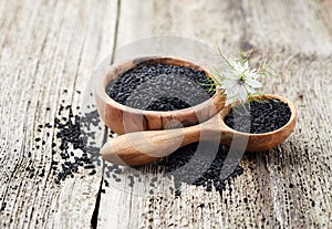Black cumin oil with flower