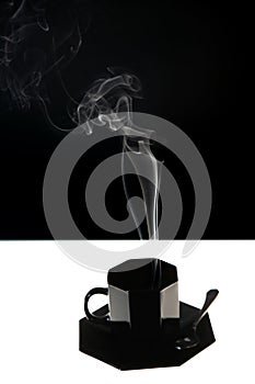 Black cup with fume