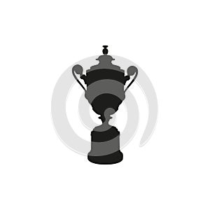 Black cup isolated on white background. Flat vector design element. Wimbledon man cup vector silhouette isolated on white.