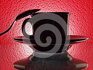 Black Cup, Saucer snd Spoon