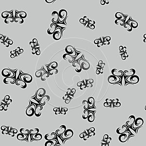 Black curl seamless pattern 676