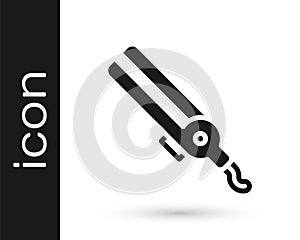 Black Curling iron for hair icon isolated on white background. Hair straightener icon. Vector