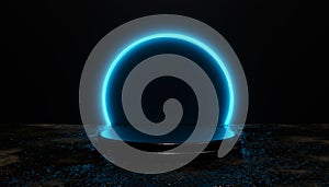 black cyclinder with cicle light blue light mock up photo
