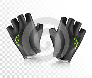 Black cycling gloves. Vector illustration on a transparent