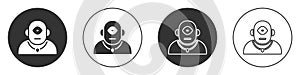 Black Cyclops icon isolated on white background. Circle button. Vector