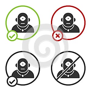 Black Cyclops icon isolated on white background. Circle button. Vector