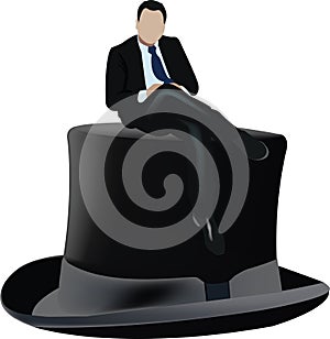 Black cylinder hat with over sitting distinguished person photo