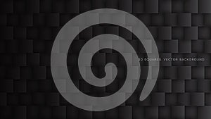 Black 3D Vector Square Blocks Pattern Technology Dark Gray Abstract Background