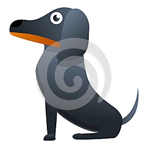 Black dachshund icon, cartoon style