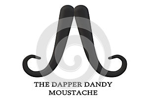 Black dapper dandy moustache isolated against a white backdrop
