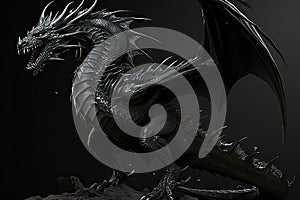 Black dark dragon Ai Generate