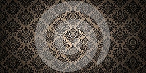 black dark elegant seamless pattern in retro style Creative AI photo