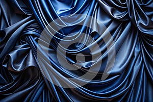 Black dark navy deep blue abstract luxury elegant premium background. Silk satin velvet fabric. Drapery fold curved line stripe photo