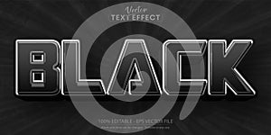 Black, dark text effect, silver and black color editable text style