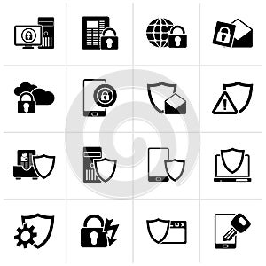 Black Data and Information Protection Security Icons