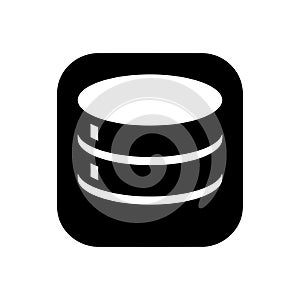 Black Database Icon Representing Data Storage Symbol