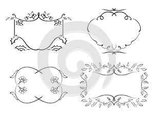 Black decorative frames - floral set - vector