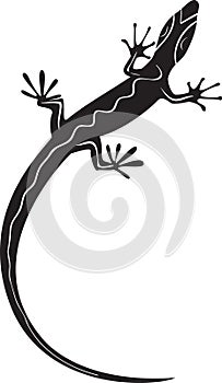 Black decorative lizard silhouette tattoo