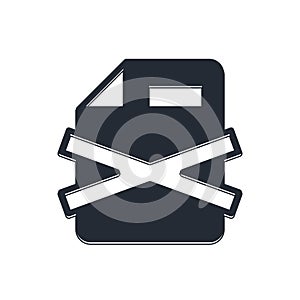 Black Delete file document icon isolated on white background. Rejected document icon. Cross on paper. Vector