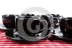 Black Demitasse Cups & Saucers