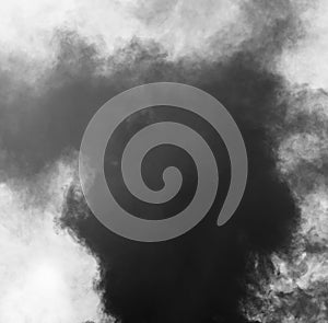 black dense smoke on white background