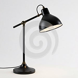 Black desk lamp isolated on a white background. 3d render Front view