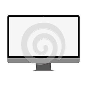 Black  desktop computer with grey screen on white background. Computer desktop  dark grey color vector eps10