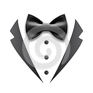 Black Details Of Man Wedding Suit Tuxedo Vector