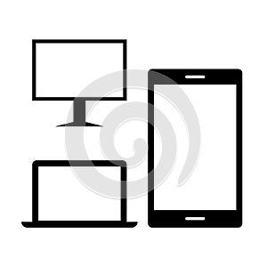 Black Devices Icons. Monitor, Laptop, Tablet. Vector Design Elements Set for You Design