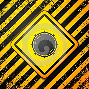 Black Dial knob level technology settings icon isolated on yellow background. Volume button, sound control, analog