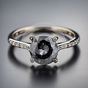 Black diamond engagement gold ring