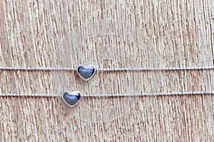 Black diamond heart shape locket pendant with necklace