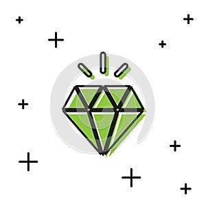 Black Diamond icon isolated on white background. Jewelry symbol. Gem stone. Vector
