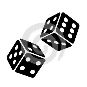 Black Dice Cubes on White Background. Vector