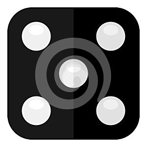 Black Dice Flat Icon Isolated on White