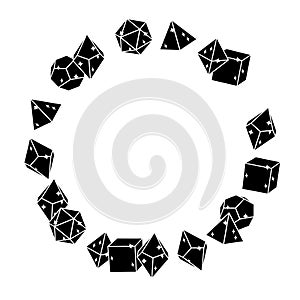 Black dice frame in round shape hand drawn vector
