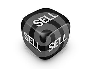 Black dice with sell sign