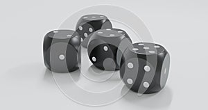 Black dice on white background. 3D rendering