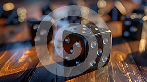 The black gaming dice. AI generated photo