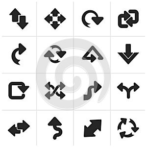 Black different kind of arrows icons
