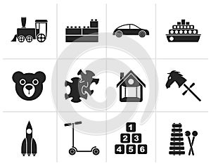 Black Different Kinds of Toys Icons