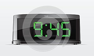 Black digital alarm clock. Vector Illustration