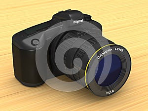 Black digital camera. 3D illustration