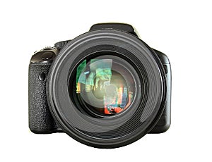 Black digital camera isolated