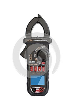 Black Digital clamp meter on white