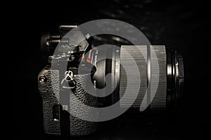 Black digital SLR camera