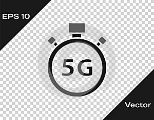 Black Digital speed meter concept with 5G icon isolated on transparent background. Global network high speed connection